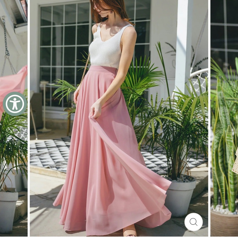 Morning Lavender Dusty Rose Pink Flowy Skirt XS